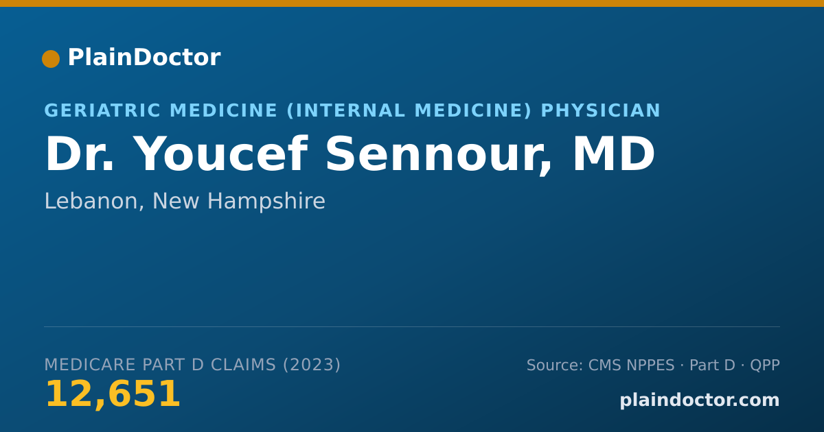 Shareable card for Youcef Sennour, MD - Geriatric Medicine (Internal Medicine) Physician, Lebanon, NH