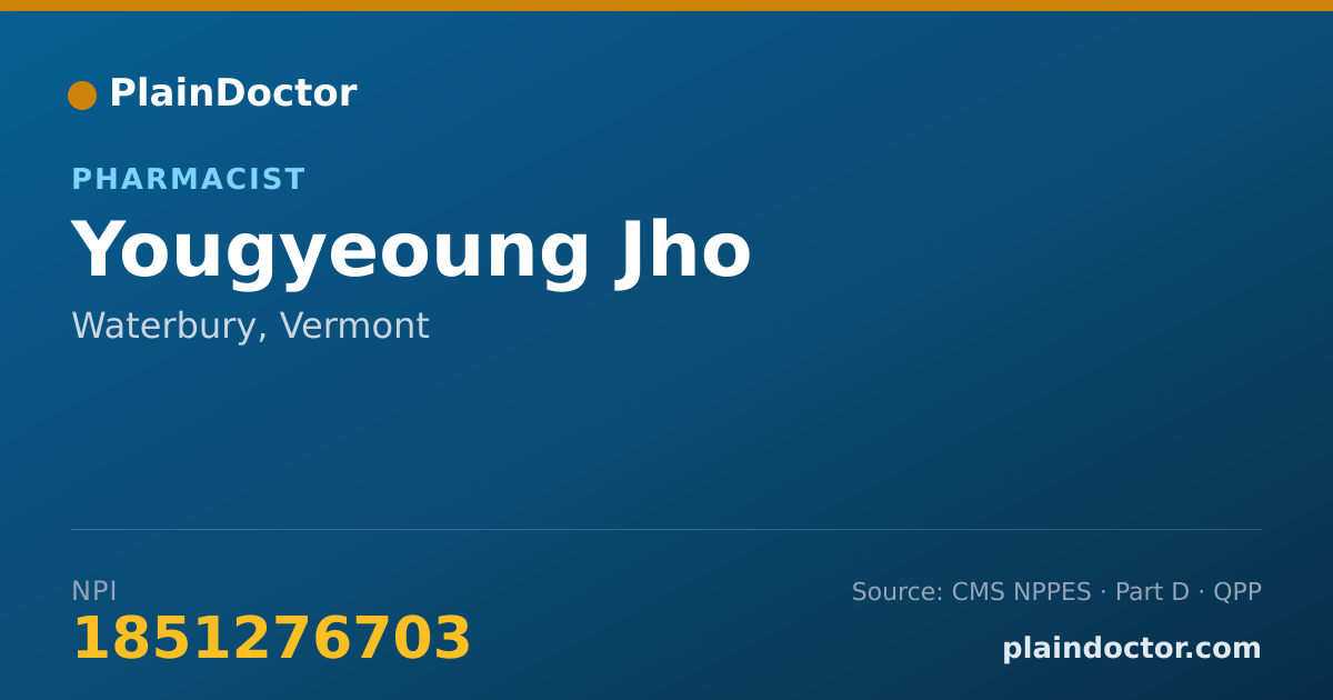 Shareable card for Yougyeoung Jho - Pharmacist, Waterbury, VT