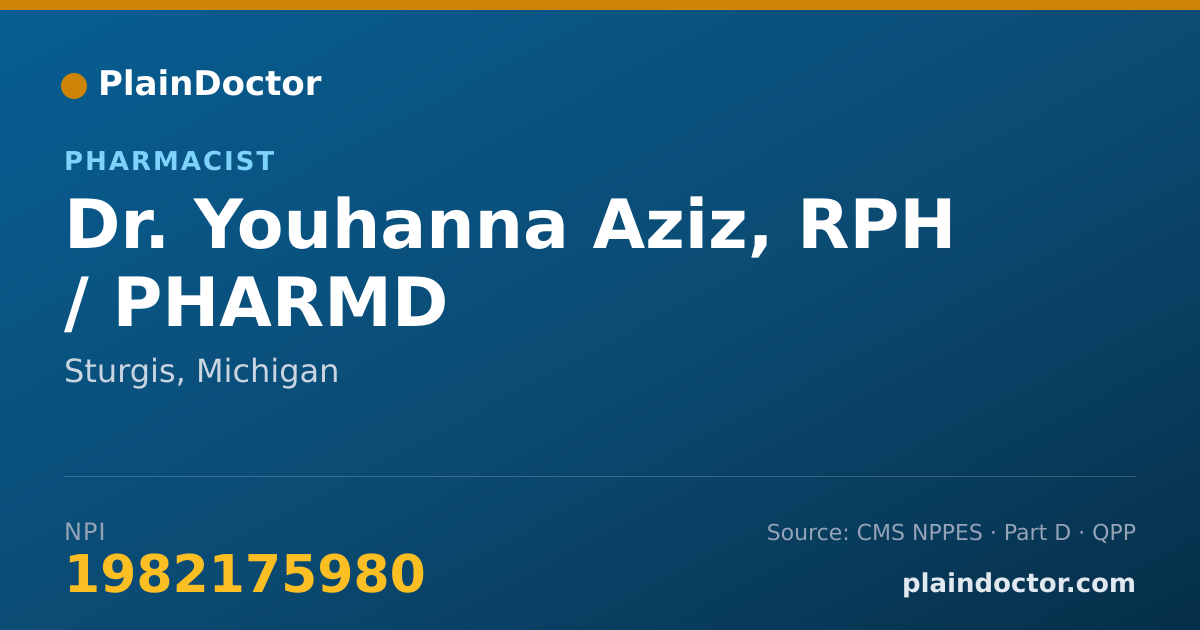 Shareable card for Youhanna Aziz, RPH / PHARMD - Pharmacist, Sturgis, MI