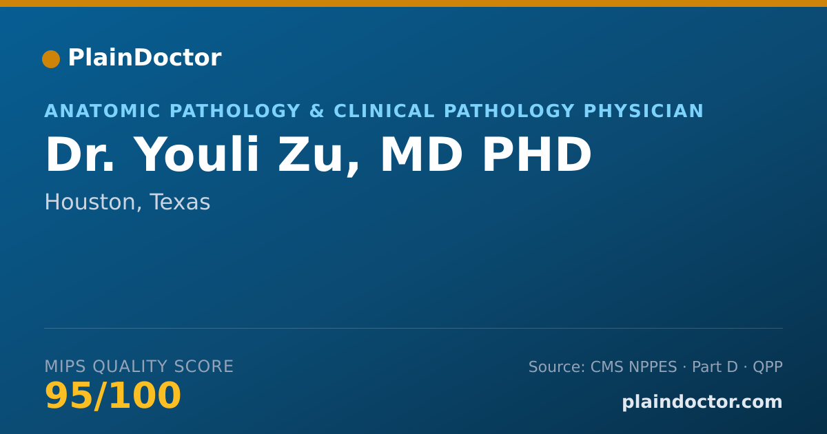 Shareable card for Youli Zu, MD PHD - Anatomic Pathology & Clinical Pathology Physician, Houston, TX