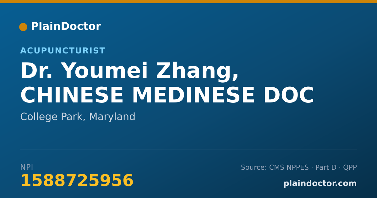 Shareable card for Youmei Zhang, CHINESE MEDINESE DOC - Acupuncturist, College Park, MD