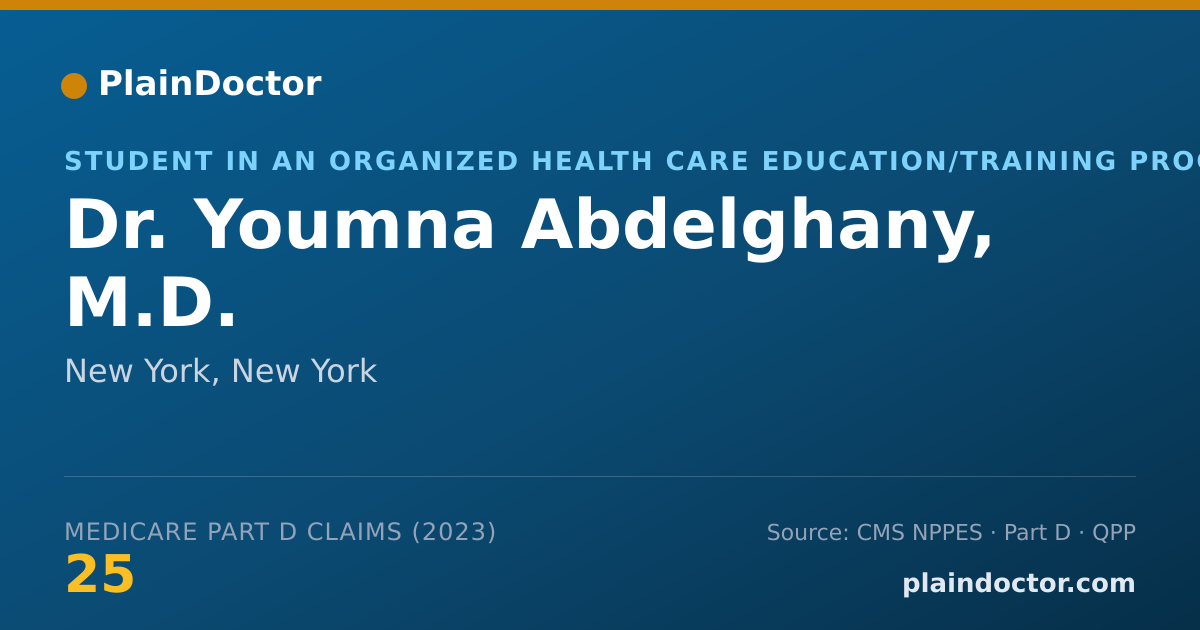 Shareable card for Youmna Abdelghany, M.D. - Student in an Organized Health Care Education/Training Program, New York, NY