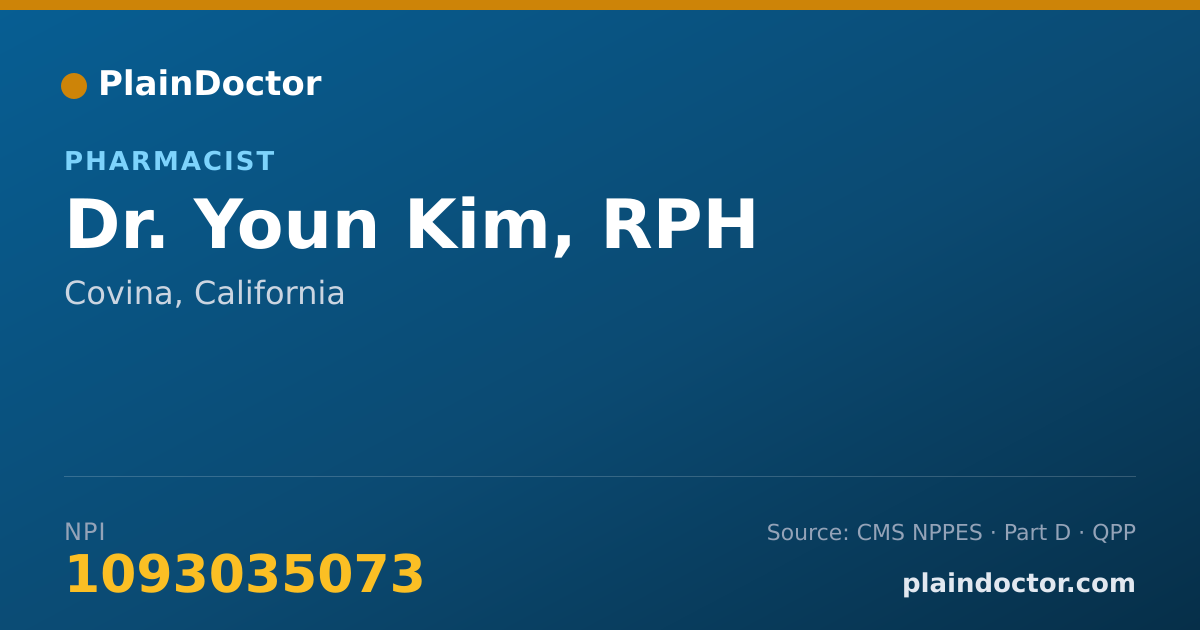 Shareable card for Youn Kim, RPH - Pharmacist, Covina, CA