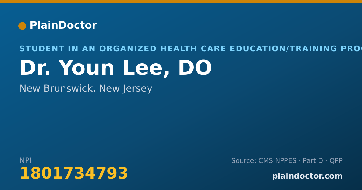 Shareable card for Youn Lee, DO - Student in an Organized Health Care Education/Training Program, New Brunswick, NJ