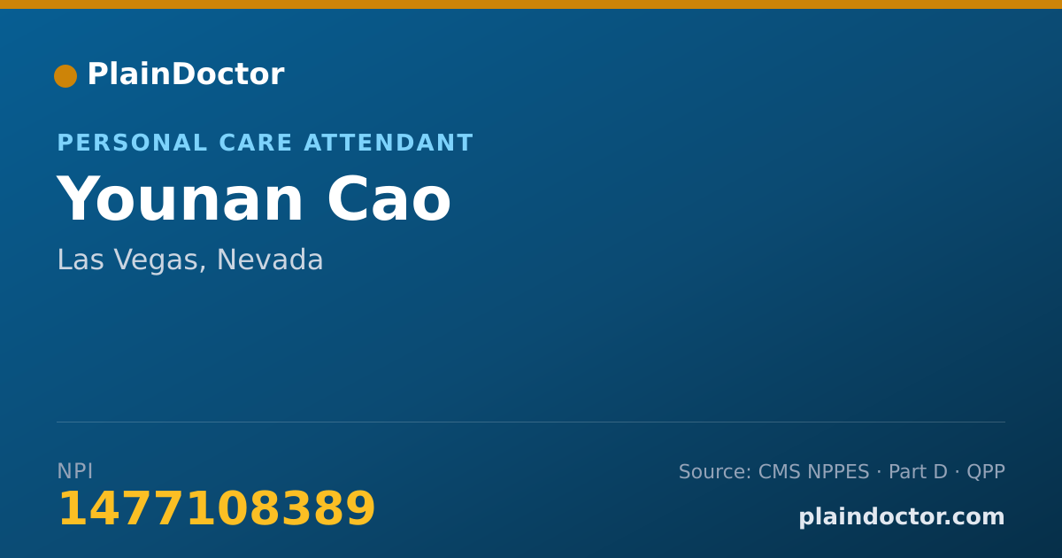 Shareable card for Younan Cao - Personal Care Attendant, Las Vegas, NV