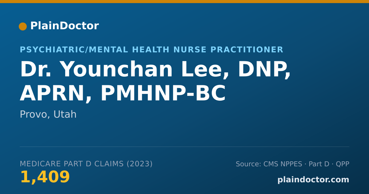 Shareable card for Younchan Lee, DNP, APRN, PMHNP-BC - Psychiatric/Mental Health Nurse Practitioner, Provo, UT