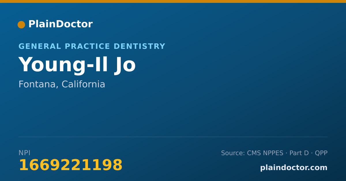 Shareable card for Young-Il Jo - General Practice Dentistry, Fontana, CA