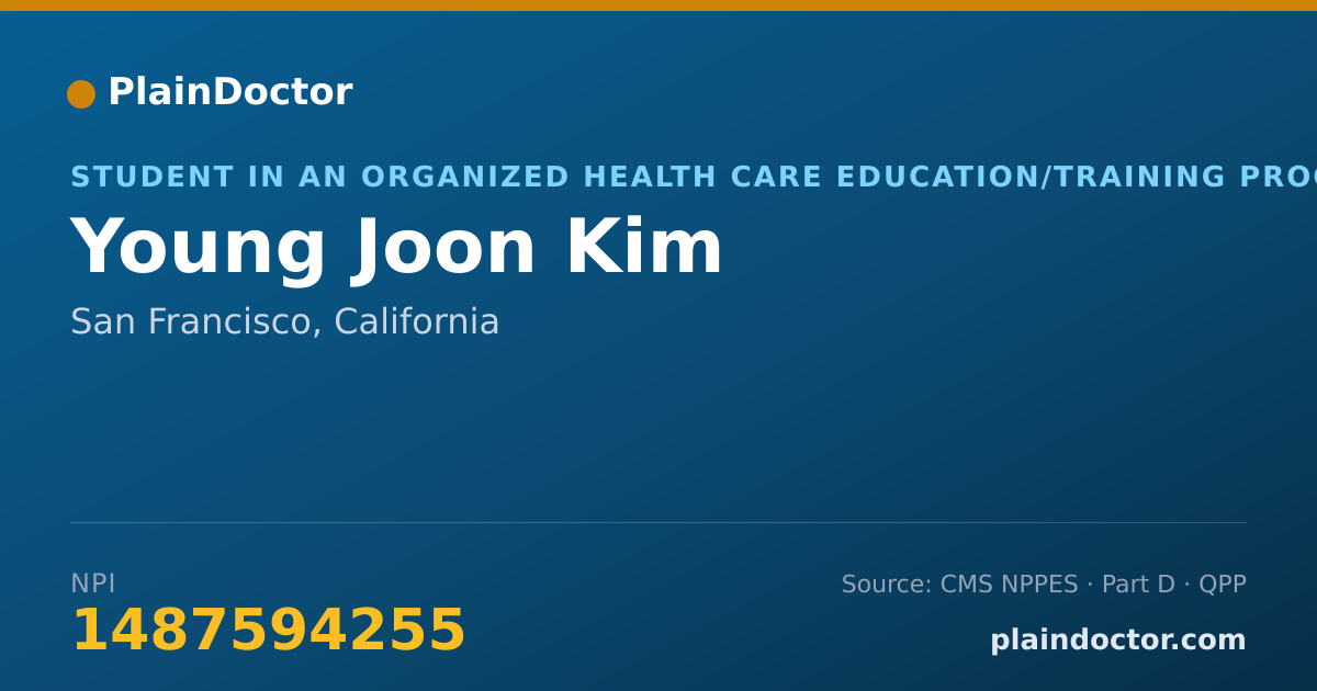 Shareable card for Young Joon Kim - Student in an Organized Health Care Education/Training Program, San Francisco, CA