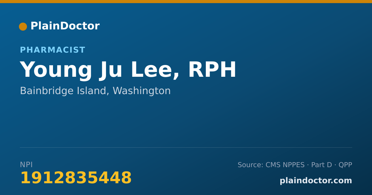 Shareable card for Young Ju Lee, RPH - Pharmacist, Bainbridge Island, WA