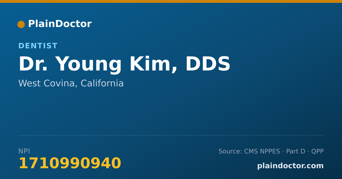 Shareable card for Young Kim, DDS - Dentist, West Covina, CA