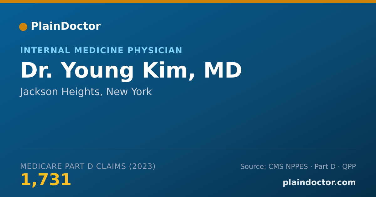 Shareable card for Young Kim, MD - Internal Medicine Physician, Jackson Heights, NY