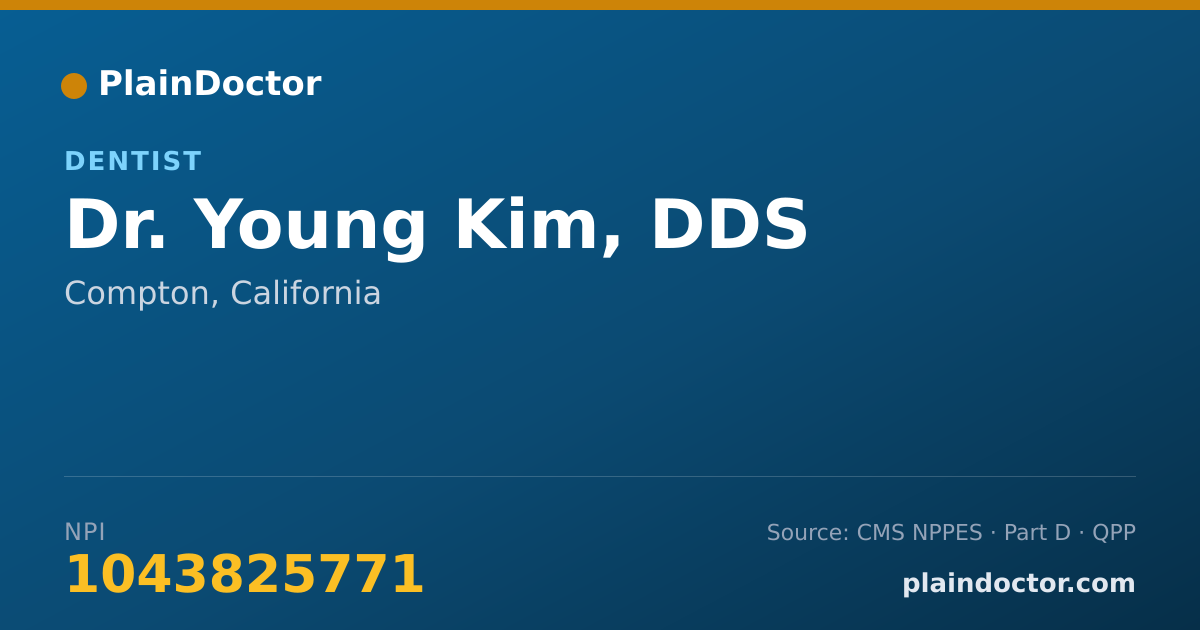 Shareable card for Young Kim, DDS - Dentist, Compton, CA