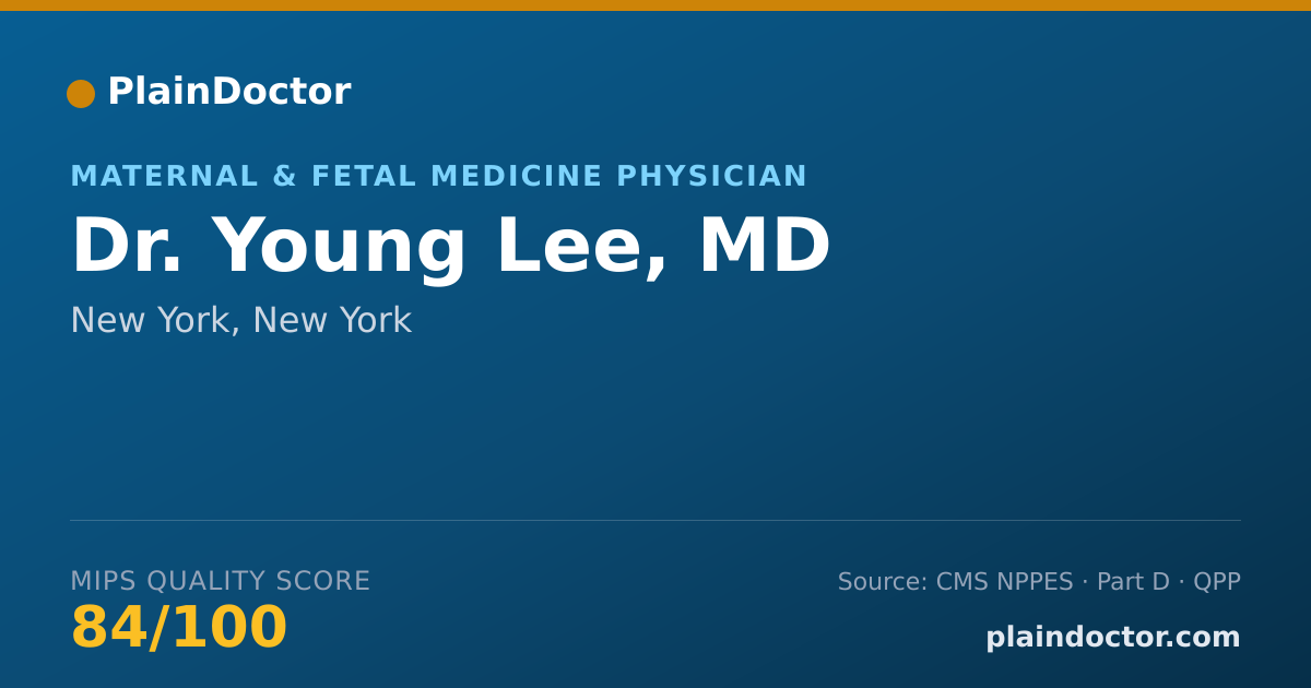 Shareable card for Young Lee, MD - Maternal & Fetal Medicine Physician, New York, NY