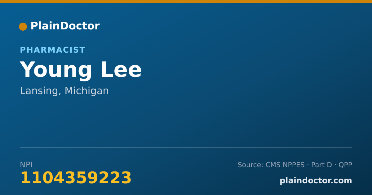 Shareable card for Young Lee - Pharmacist, Lansing, MI