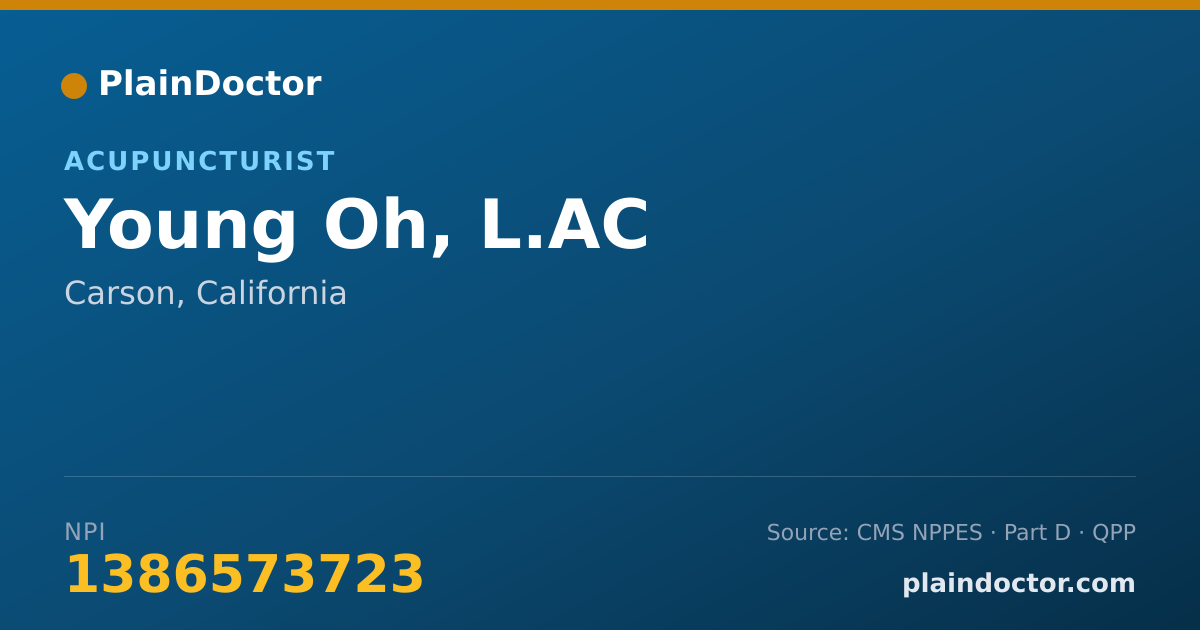 Shareable card for Young Oh, L.AC - Acupuncturist, Carson, CA