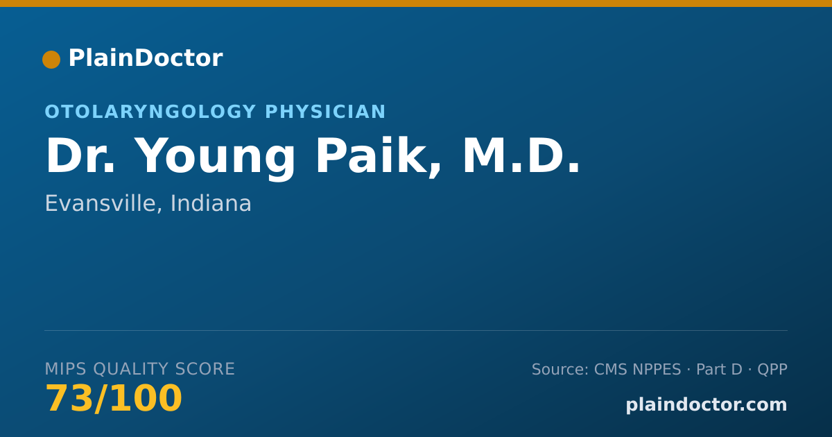 Shareable card for Young Paik, M.D. - Otolaryngology Physician, Evansville, IN
