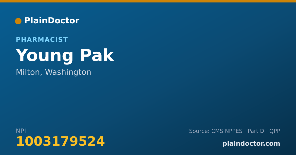 Shareable card for Young Pak - Pharmacist, Milton, WA