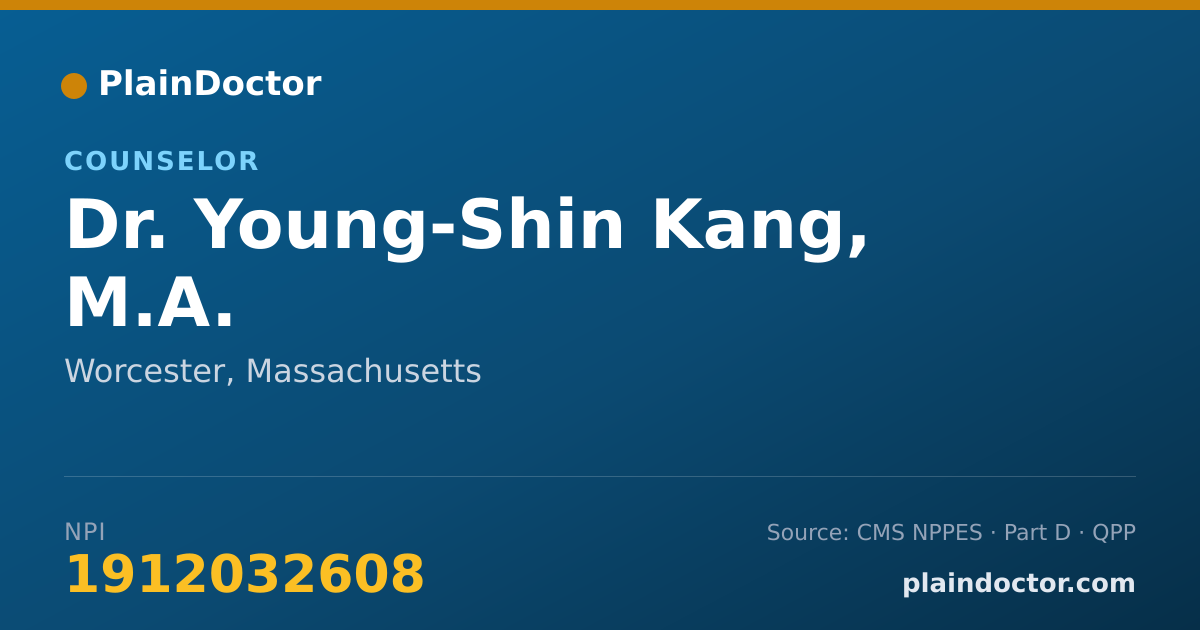 Shareable card for Young-Shin Kang, M.A. - Counselor, Worcester, MA