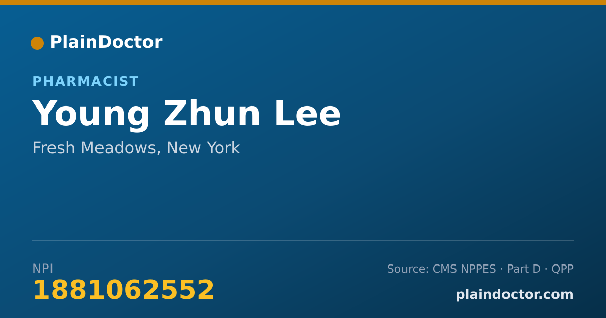 Shareable card for Young Zhun Lee - Pharmacist, Fresh Meadows, NY