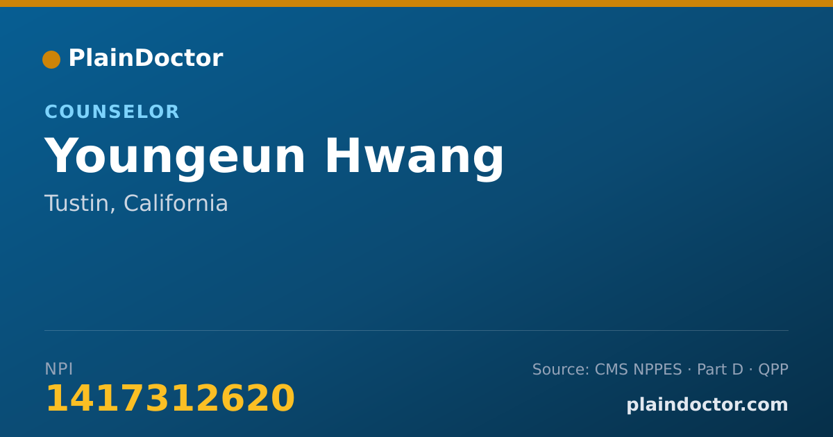Shareable card for Youngeun Hwang - Counselor, Tustin, CA