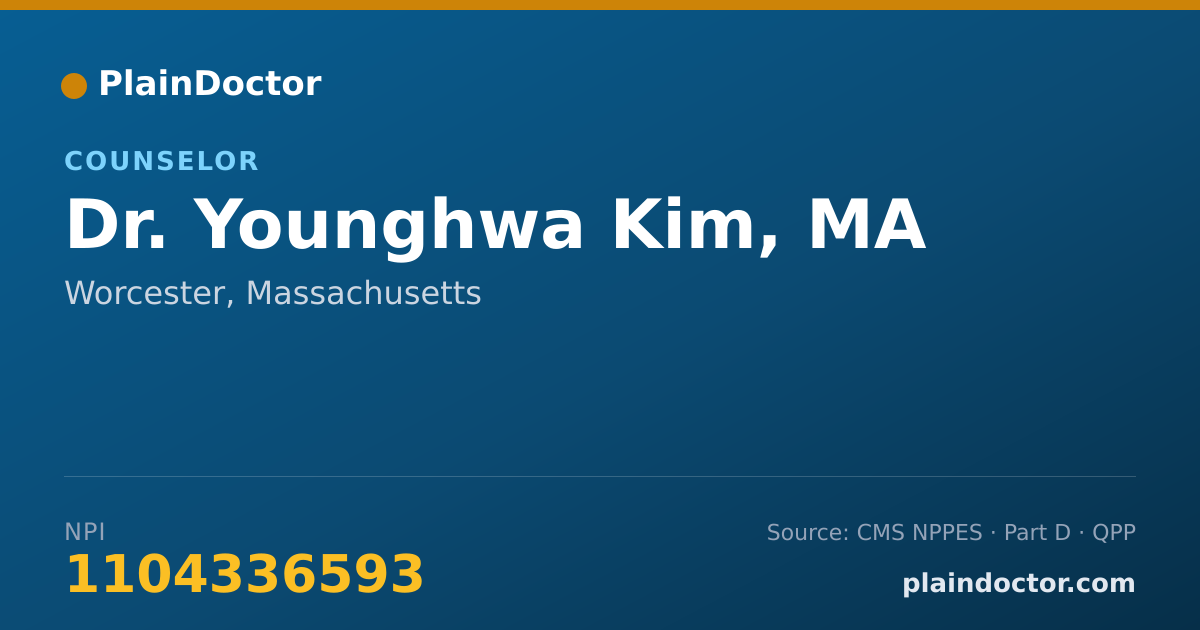 Shareable card for Younghwa Kim, MA - Counselor, Worcester, MA