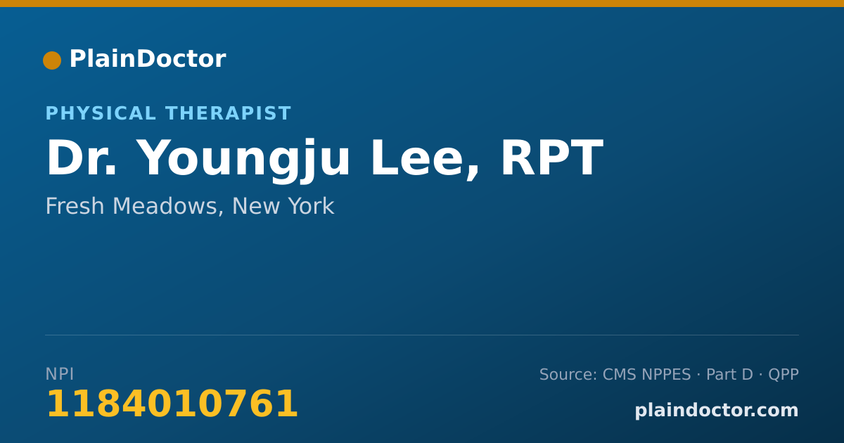 Shareable card for Youngju Lee, RPT - Physical Therapist, Fresh Meadows, NY