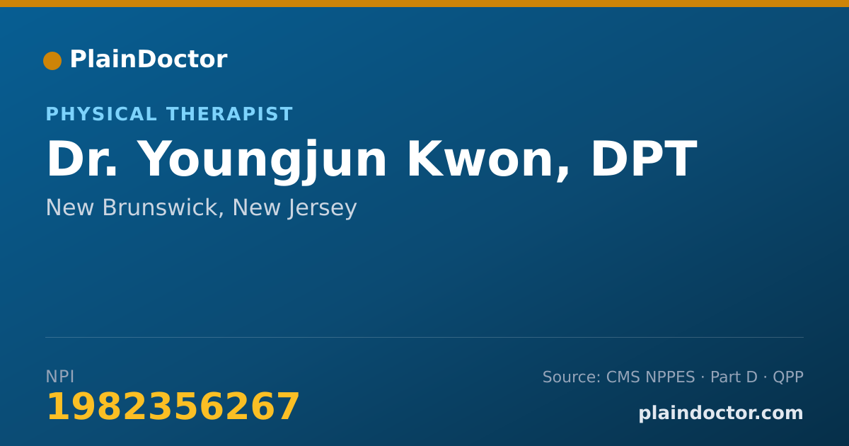 Shareable card for Youngjun Kwon, DPT - Physical Therapist, New Brunswick, NJ