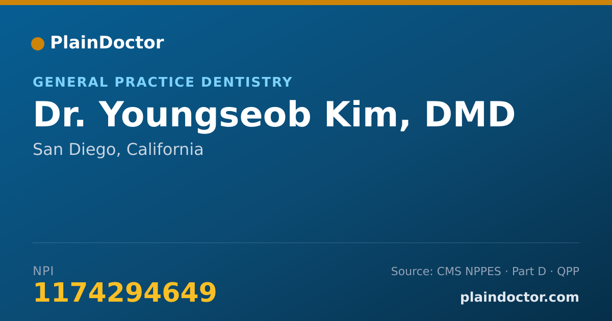 Shareable card for Youngseob Kim, DMD - General Practice Dentistry, San Diego, CA