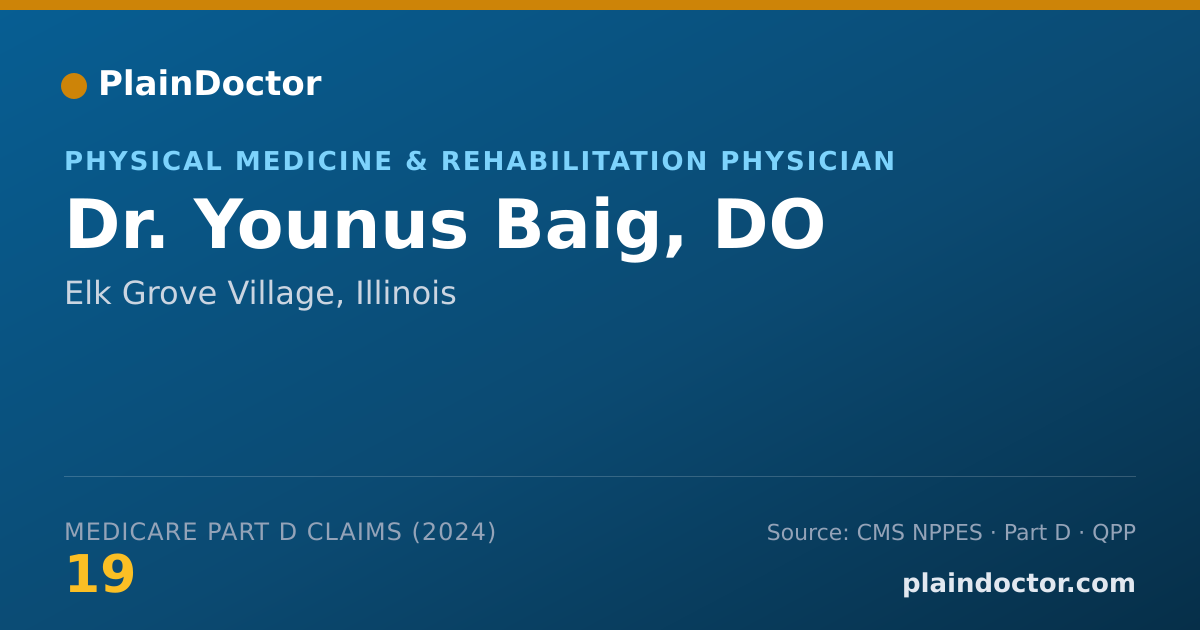 Shareable card for Younus Baig, DO - Physical Medicine & Rehabilitation Physician, Chicago, IL