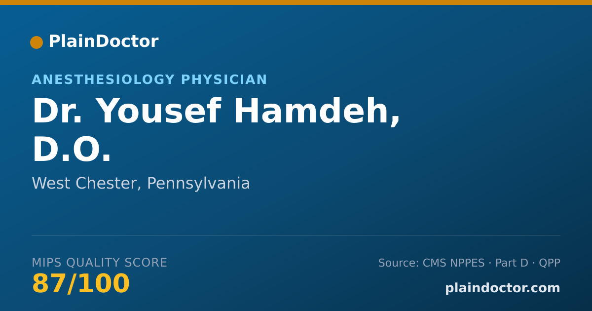Shareable card for Yousef Hamdeh, D.O. - Anesthesiology Physician, West Chester, PA