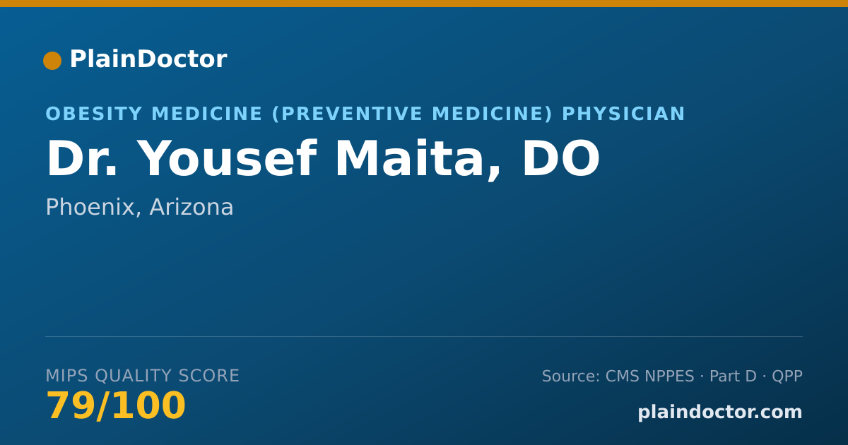 Shareable card for Yousef Maita, DO - Obesity Medicine (Preventive Medicine) Physician, Phoenix, AZ