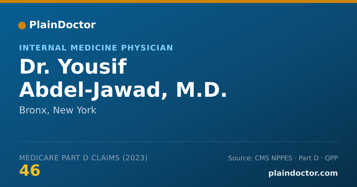 Shareable card for Yousif Abdel-Jawad, M.D. - Internal Medicine Physician, Bronx, NY