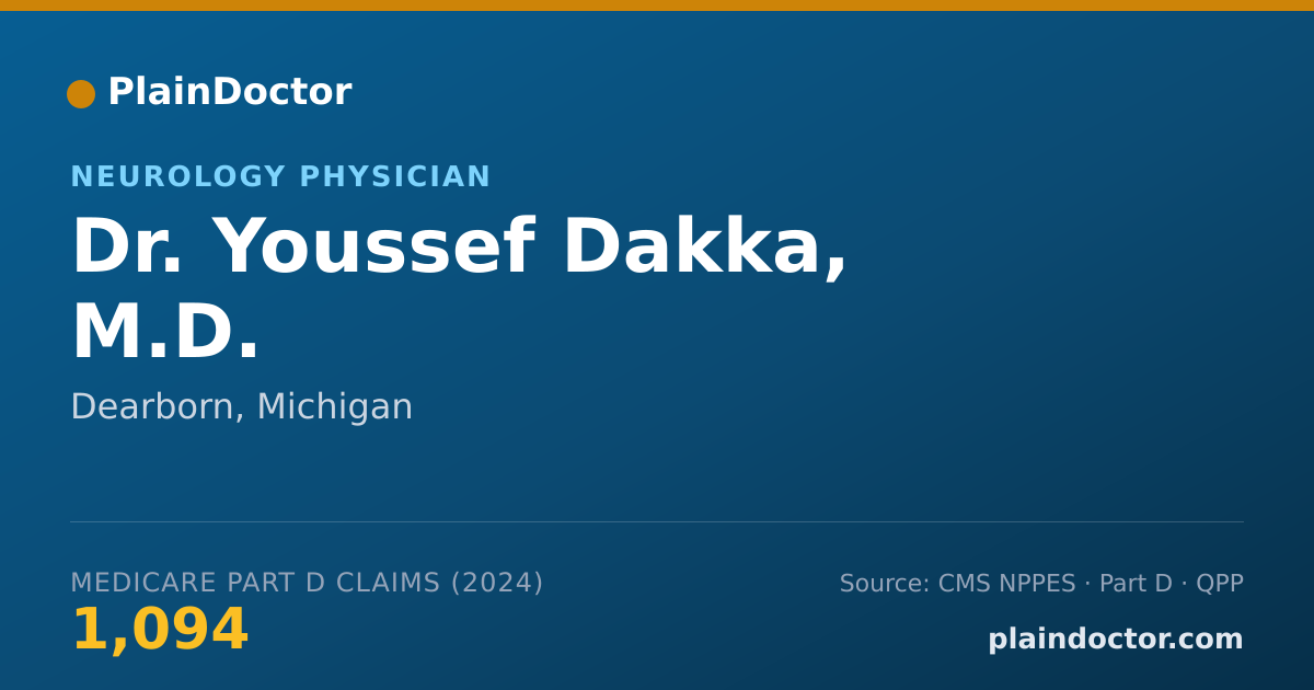 Shareable card for Youssef Dakka, M.D. - Neurology Physician, Dearborn, MI