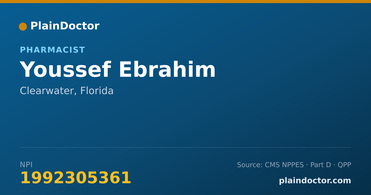 Shareable card for Youssef Ebrahim - Pharmacist, Clearwater, FL