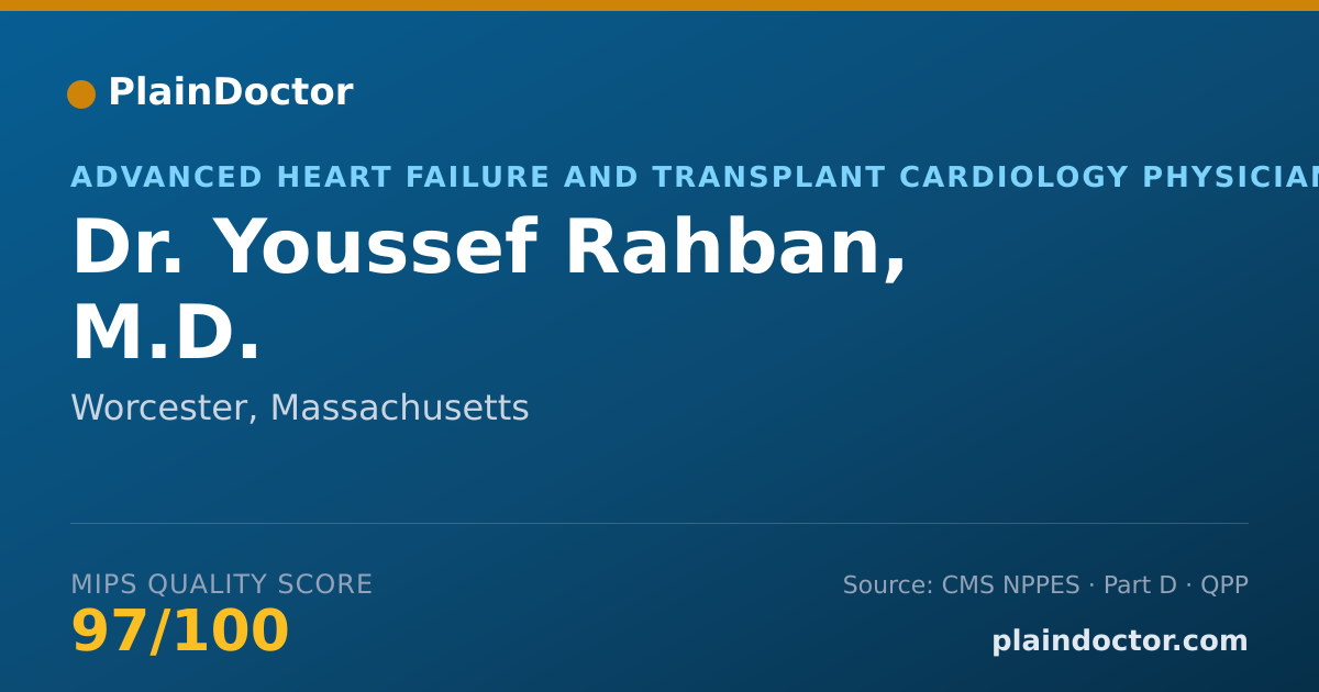 Shareable card for Youssef Rahban, M.D. - Advanced Heart Failure and Transplant Cardiology Physician, Worcester, MA