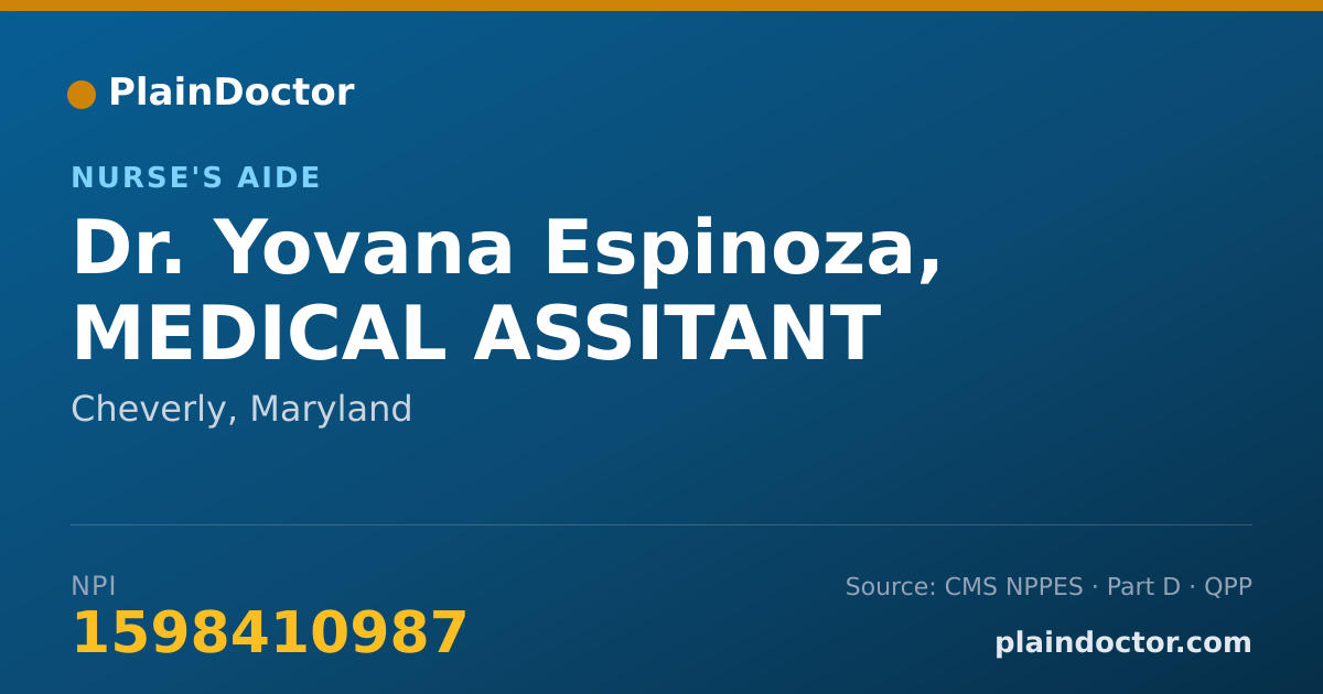 Shareable card for Yovana Espinoza, MEDICAL ASSITANT - Nurse's Aide, Cheverly, MD