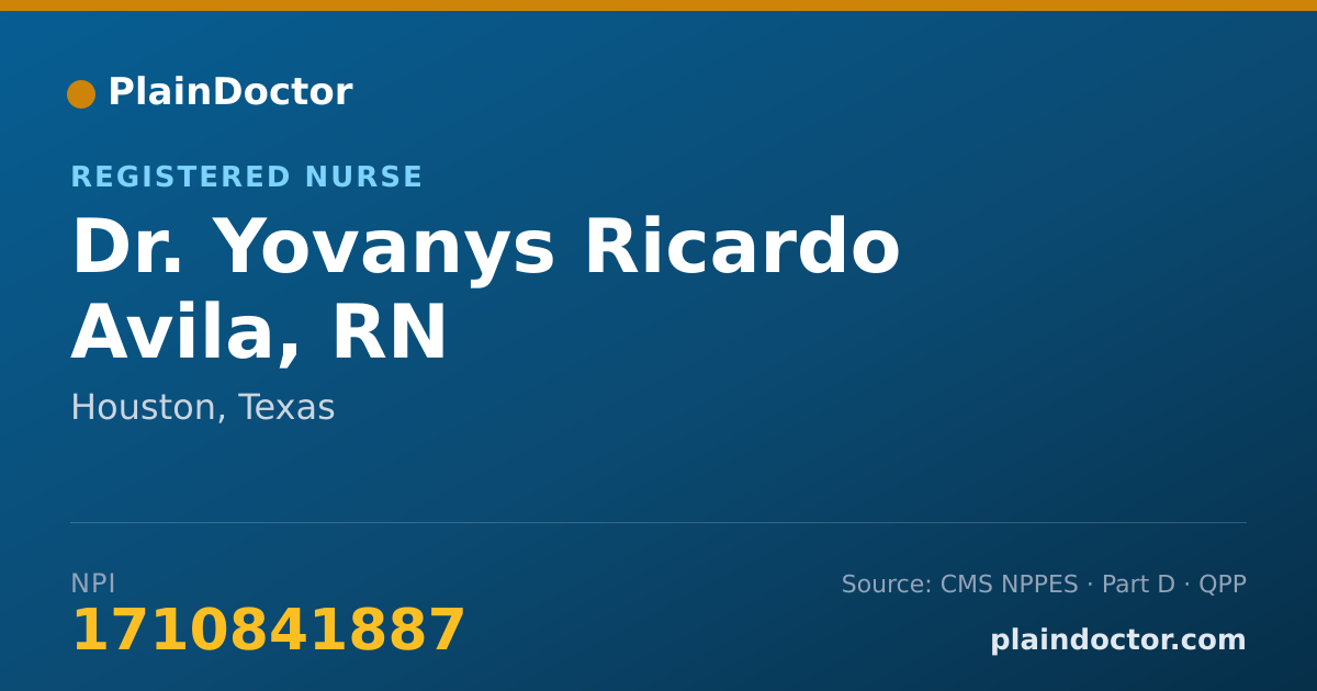 Shareable card for Yovanys Ricardo Avila, RN - Registered Nurse, Houston, TX