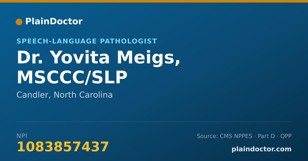 Shareable card for Yovita Meigs, MSCCC/SLP - Speech-Language Pathologist, Candler, NC