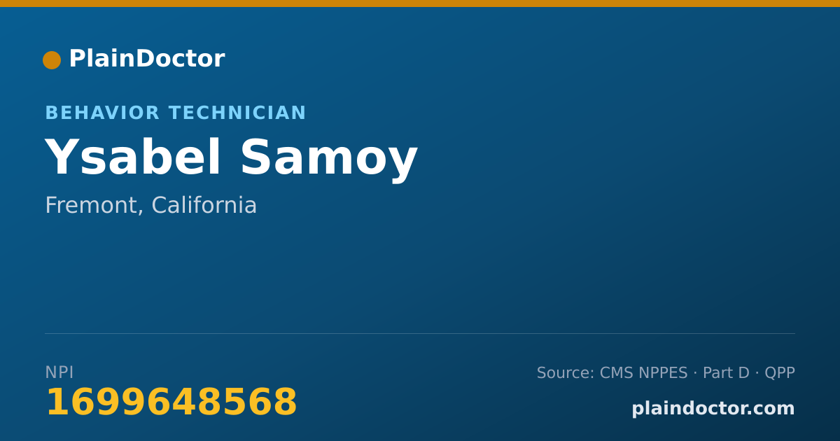 Shareable card for Ysabel Samoy - Behavior Technician, Fremont, CA
