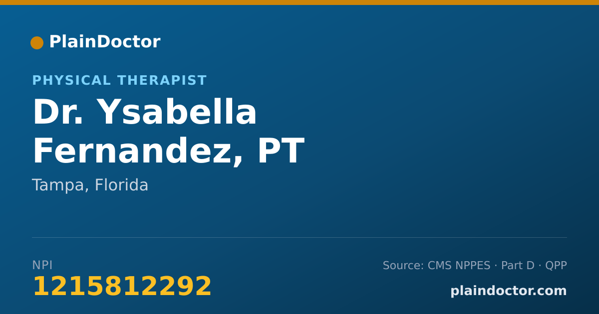Shareable card for Ysabella Fernandez, PT - Physical Therapist, Tampa, FL