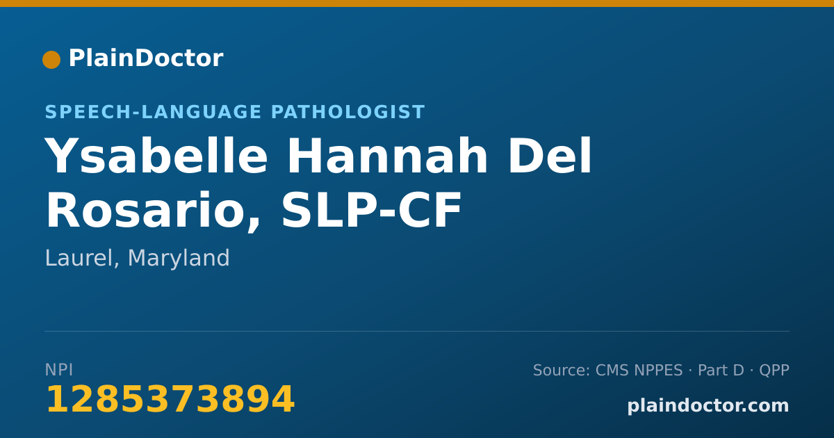 Shareable card for Ysabelle Hannah Del Rosario, SLP-CF - Speech-Language Pathologist, Laurel, MD