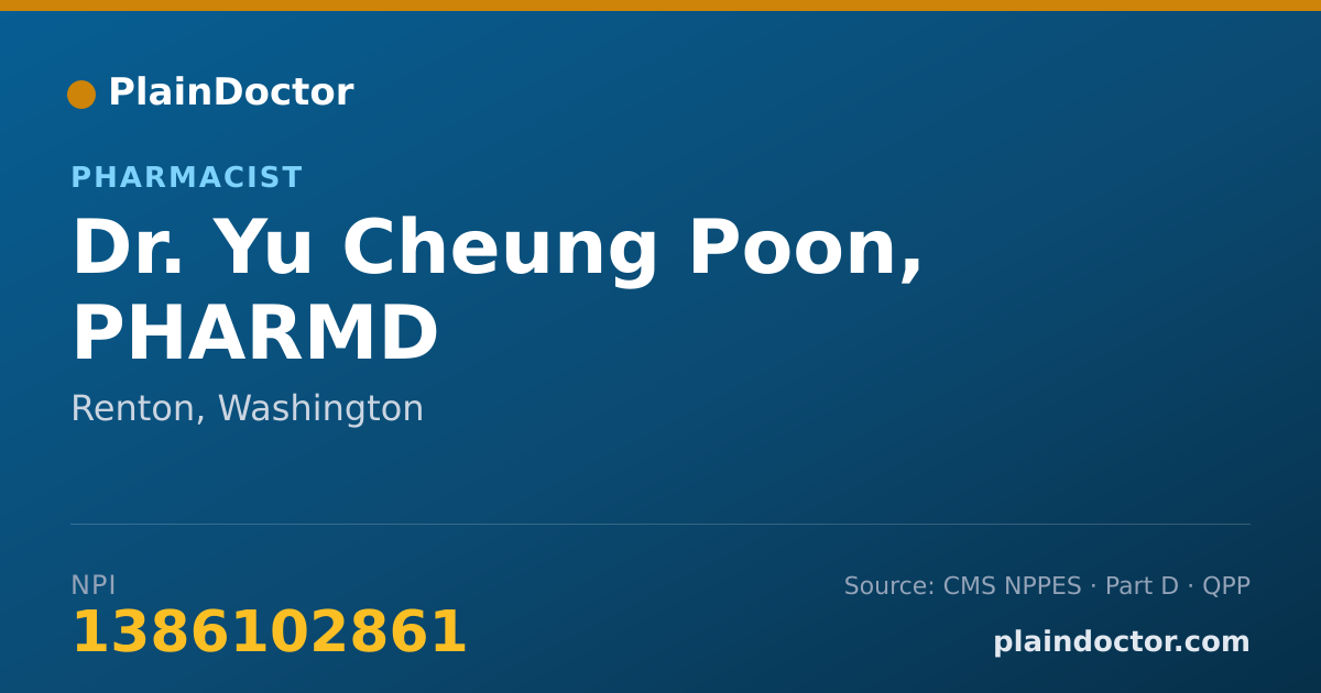 Shareable card for Yu Cheung Poon, PHARMD - Pharmacist, Renton, WA