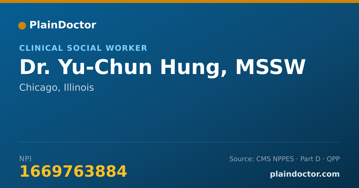 Shareable card for Yu-Chun Hung, MSSW - Clinical Social Worker, Chicago, IL