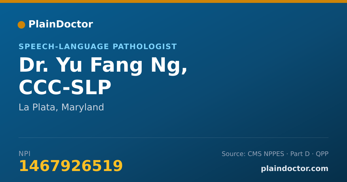 Shareable card for Yu Fang Ng, CCC-SLP - Speech-Language Pathologist, La Plata, MD