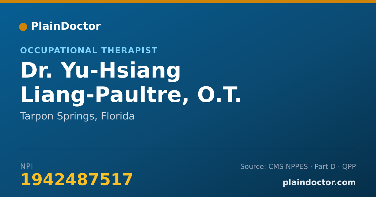Shareable card for Yu-Hsiang Liang-Paultre, O.T. - Occupational Therapist, Tarpon Springs, FL
