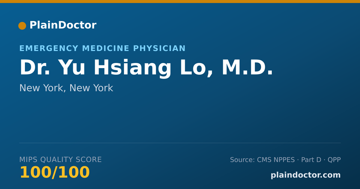Shareable card for Yu Hsiang Lo, M.D. - Emergency Medicine Physician, New York, NY