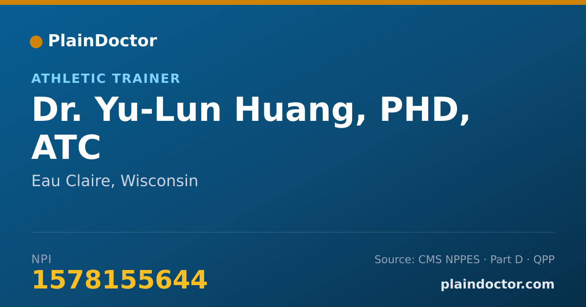 Shareable card for Yu-Lun Huang, PHD, ATC - Athletic Trainer, Eau Claire, WI