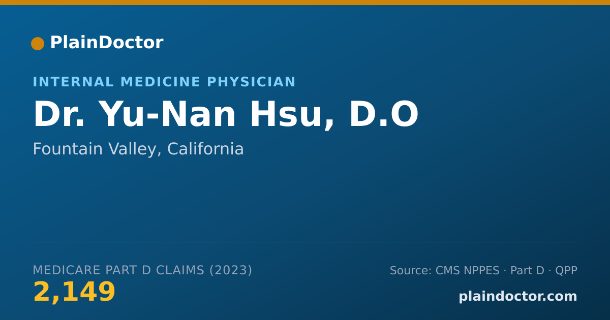 Shareable card for Yu-Nan Hsu, D.O - Internal Medicine Physician, Fountain Valley, CA