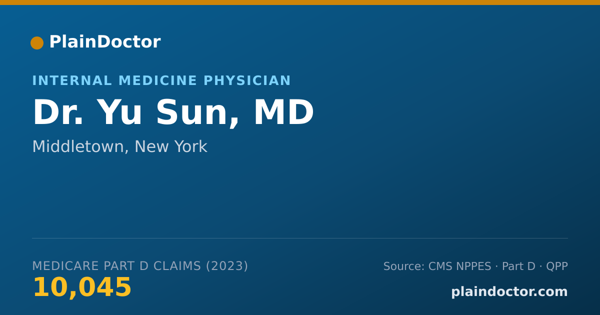 Shareable card for Yu Sun, MD - Internal Medicine Physician, Middletown, NY