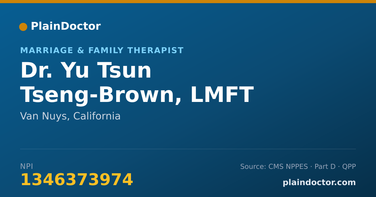 Shareable card for Yu Tsun Tseng-Brown, LMFT 53180 - Marriage & Family Therapist, Van Nuys, CA